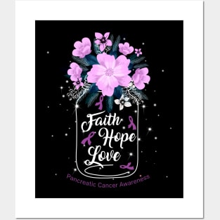 Faith Hope Love  For Pancreatic Cancer Awareness Posters and Art